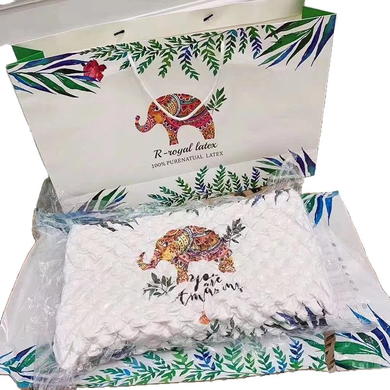 New Royal Thai Elephant Latex Pillow Natural Latex Neck Pillow Core Single Massage Gift Pillow Wholesale Dropshipping