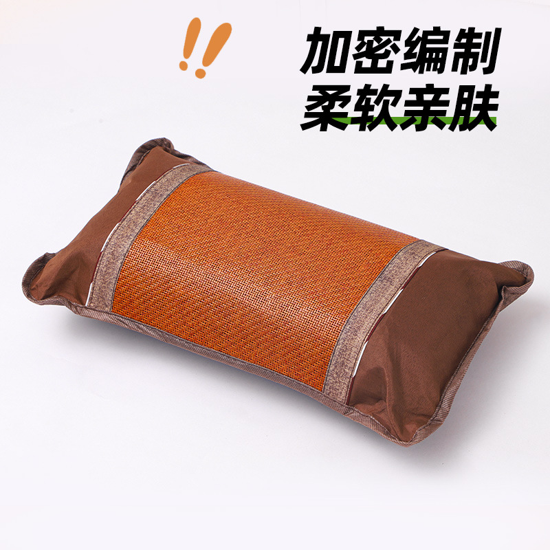 Manufacturer Wholesale Summer Rattan Mat Pillow Bamboo Mat Pillow Cooling Mat Adult Cool Breathable and Refreshing