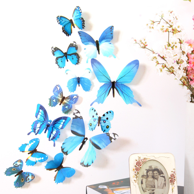 Factory wholesale butterfly decoration 3d three-dimensional butterfly wall stickers living room bedroom TV background refrigerator stickers H-023