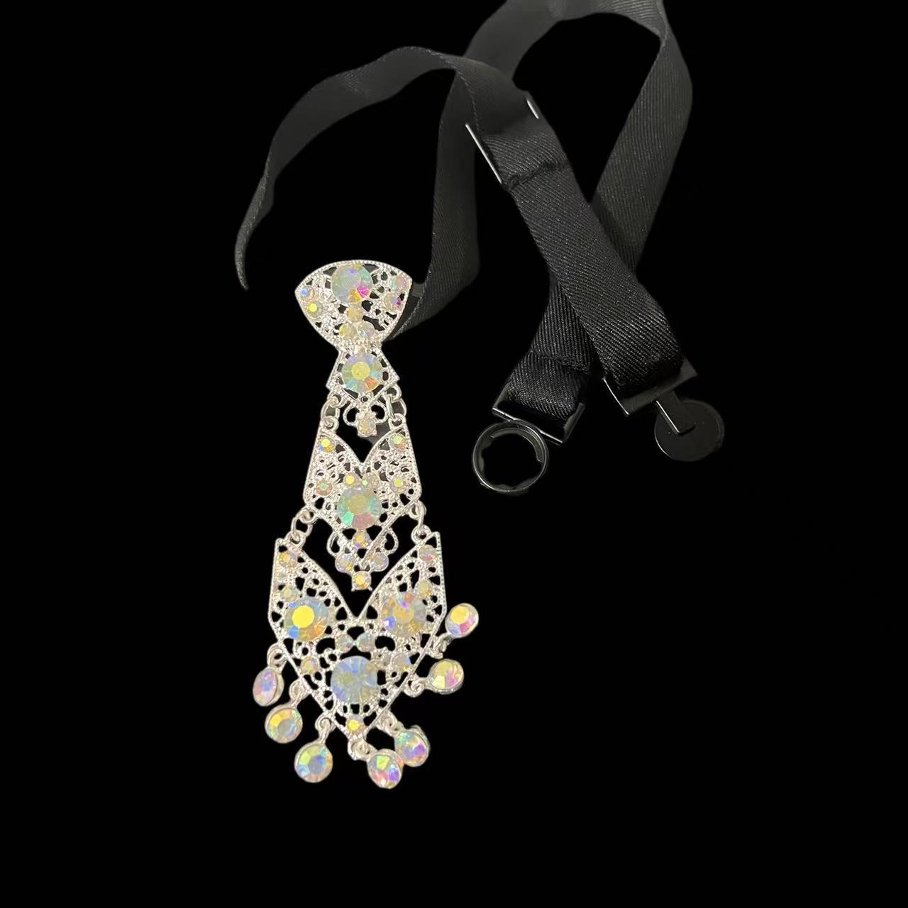 South Korea Fashion All-Match Cool Alloy Diamond Tie Bow Tie Men's and Women's Shiny Rhinestone Wedding Dress Suit Accessories