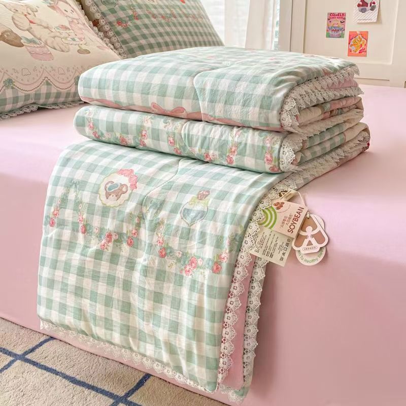 New Lolita Class a Summer Cool Quilt Princess Style Girly Heart Air Conditioning Quilt Student Dormitory Machine Washable Children's Quilt Core