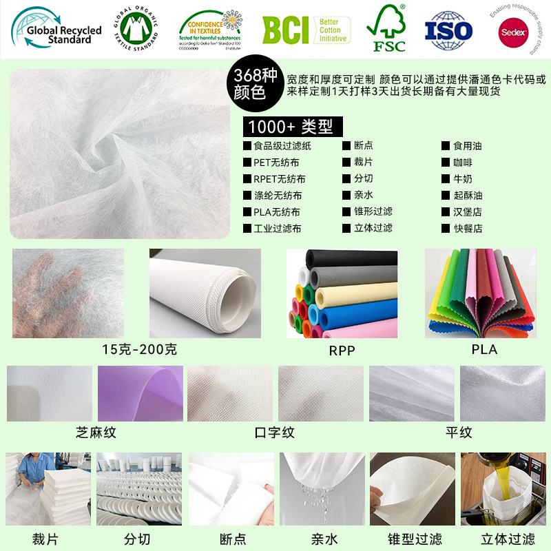 Food Grade Filter Non-Woven Fabric Fresh Food Absorbent Pad Burger Oil-Absorbing Packaging Cloth Water-Permeable Coffee Filter Non-Woven Fabric