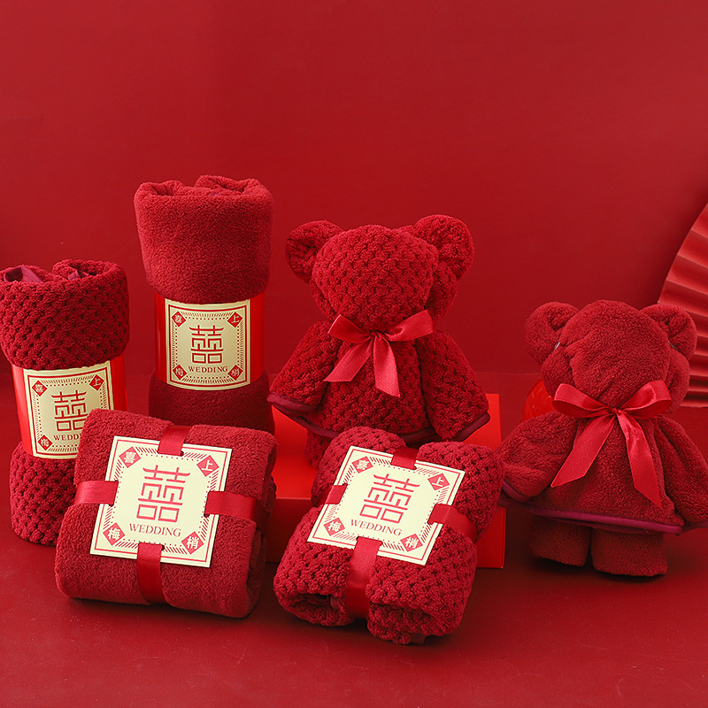 Подарок на свадьбу компаньон красное полотенце оптом для помолвки подарок на полнолуние полотенце коралловый флис