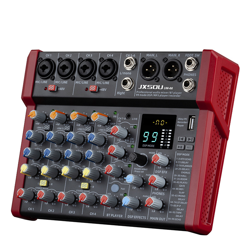 Singing Instrument Karaoke 4-Way Mixer Built-In Bluetooth Reverb Effect Small Performance Home Mini Recording Live Broadcast