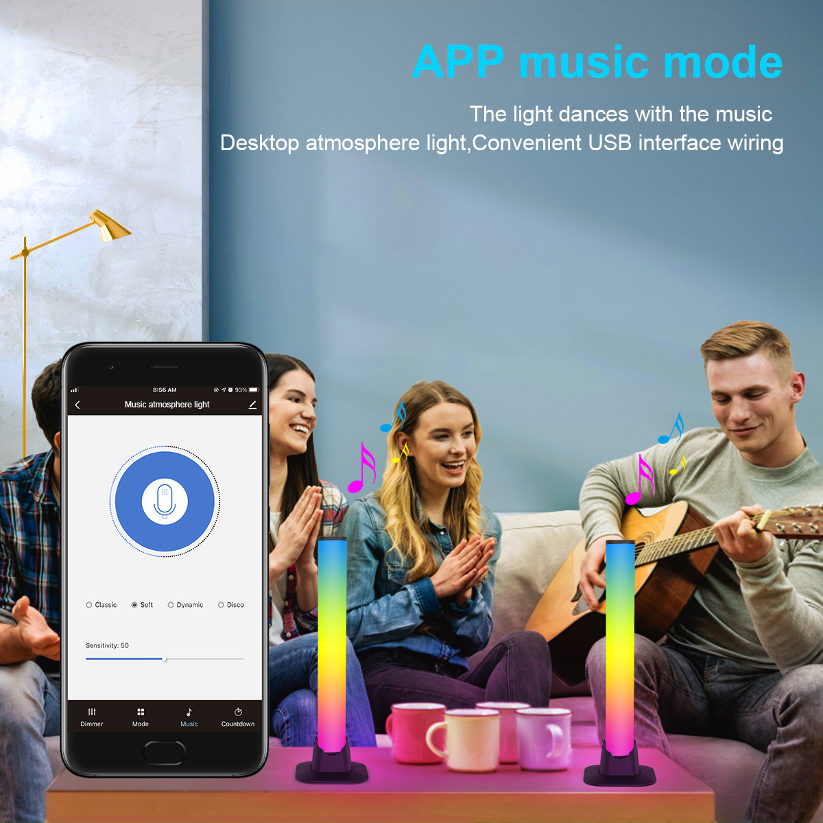 Cross-border dedicated LED Bluetooth desktop lamp USB computer atmosphere lamp RGB magic WIFI smart pickup atmosphere lamp