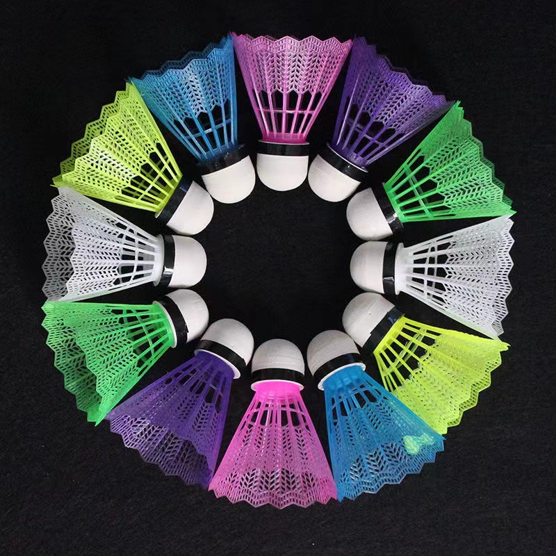 Factory direct plastic badminton windproof colorful elastic plastic glue beginners training ball bulk color