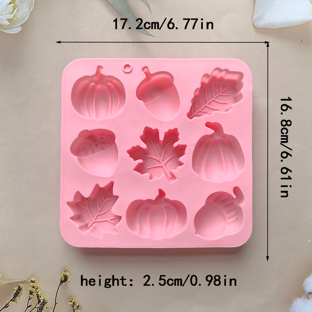 9 Consecutive Pumpkin Maple Leaf Mold Silicone Candy Mold Harvest Season Halloween DIY Pudding Cake Baking Mold 655