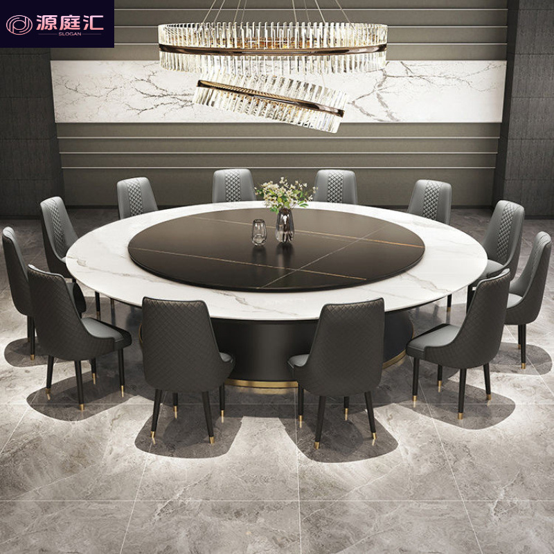 Dining Table Restaurant Hot Pot Turntable Induction Cooker Dining Table Slate Round Rotatable Turntable Table Furniture
