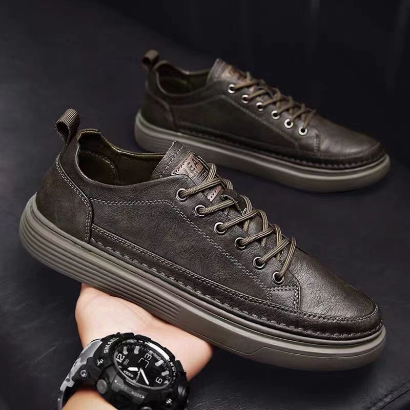 Men's Shoes Spring New Versatile Black Casual Leather Shoes Men's Low-Top Waterproof Anti-Skid Shoes Work Shoes
