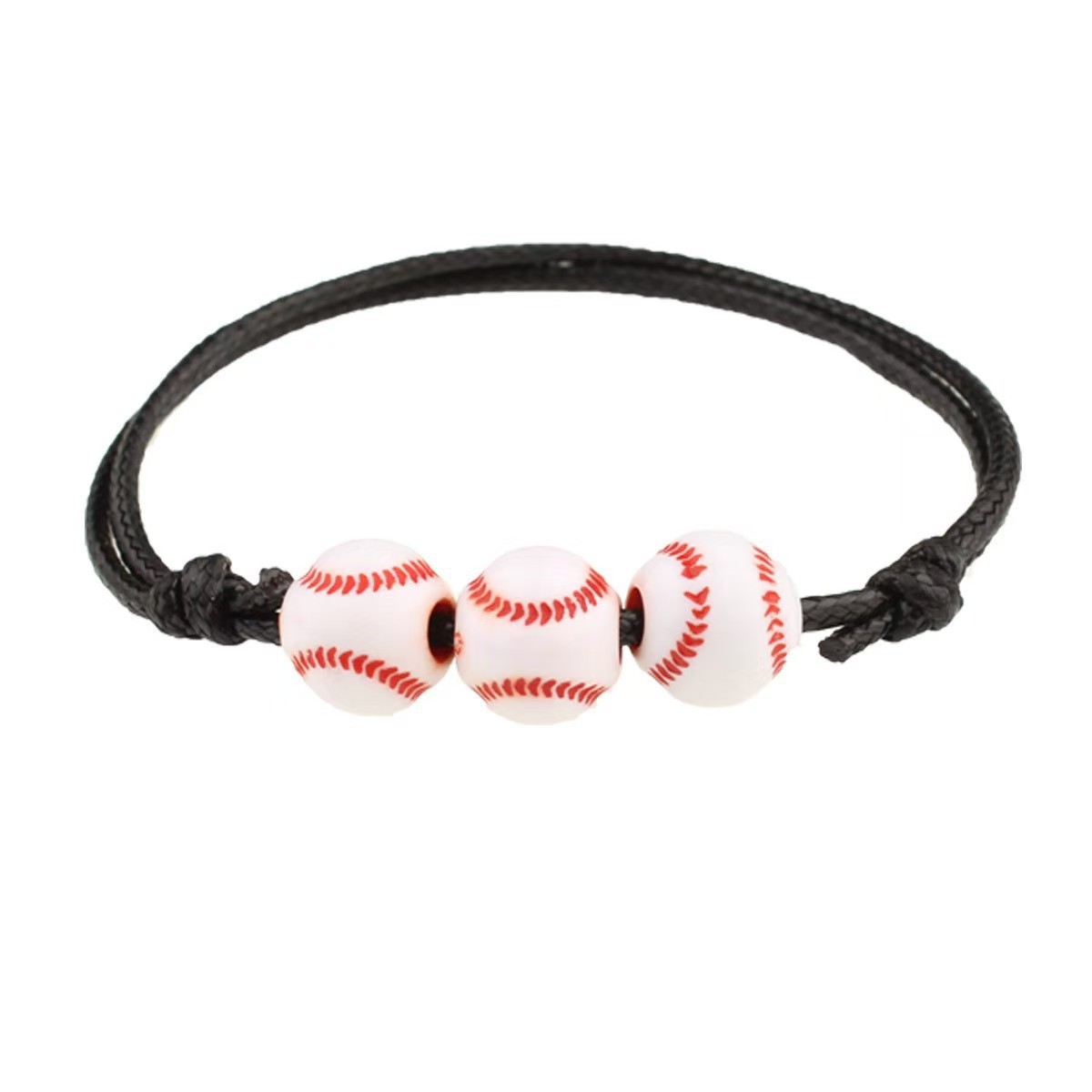 Amazon Cross-Border Best-Selling Adjustable Sports Bracelet Football and Baseball Bracelet Ball Beaded Hand-Knitted Rope Handmade