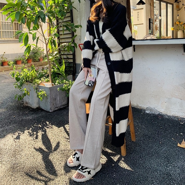 Velvet Thickeneded Woolen Pants for Women 2025 Autumn and Winter New High-Waist Herringbone Pattern Straight Narrow Suit Wide-Leg Pants