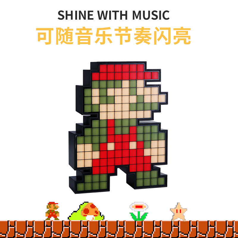 Creative Retro 80 s Super Mary Brothers Like Plain People Picking Up Sound Rhythm Atmosphere Night Light Electric Competition Room Decoration