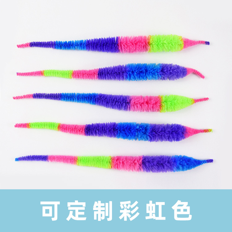 Factory Direct Delivery 22cm Caterpillar Naked Worm Seahorse Elf Worm Pet Toy Accessories Cat Tail Cat Teasing Stick Accessories
