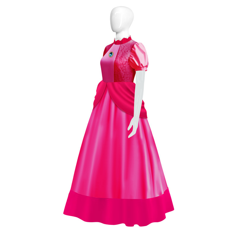 Children's Super Mary cos Suit Mario Brigitte Peach Blossom Peach Princess Pink Dress cosplay Costume