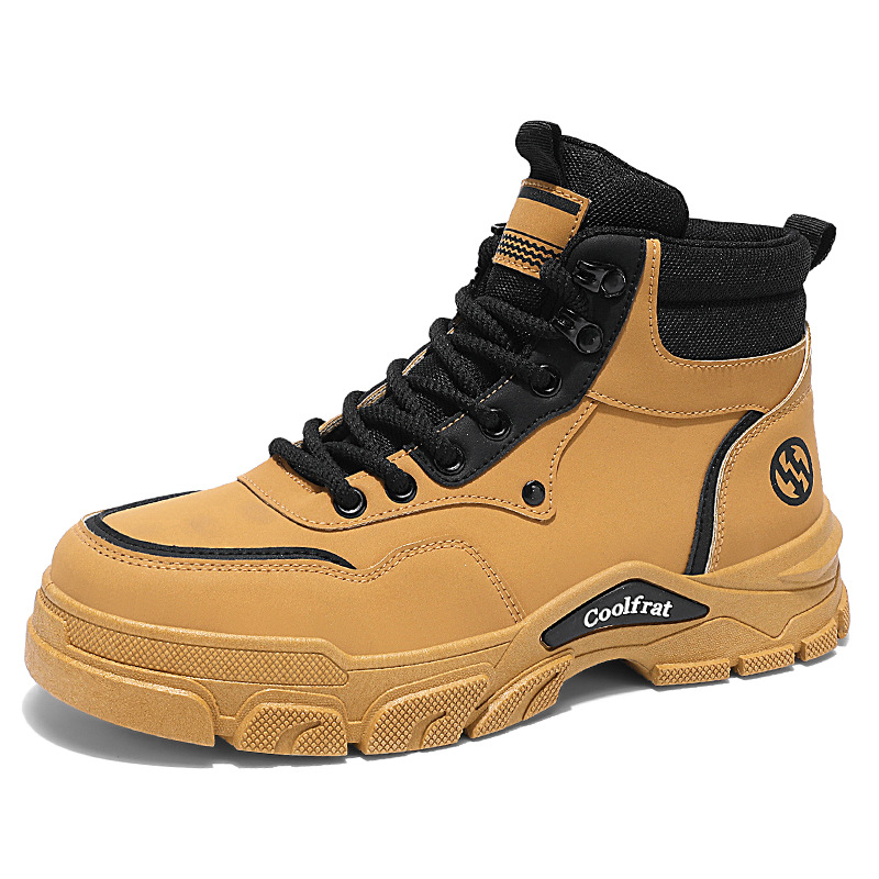 Autumn Men's Shoes New Breathable High-Top Martin Boots Men's Trendy Versatile Thick-Soled Work Shoes Casual Short Boots Trendy Shoes