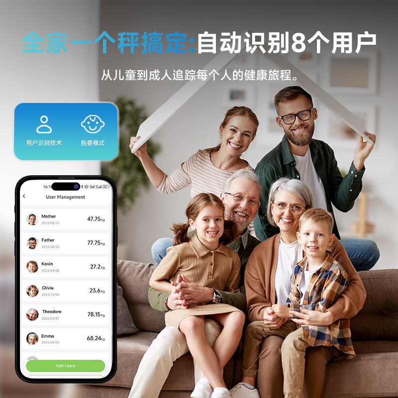 Cross-Border Eight-Electrode Body Fat Scale Smart Fitness Sports Home Weight Scale Accurate App Fat Measurement Bluetooth Body Fat Scale