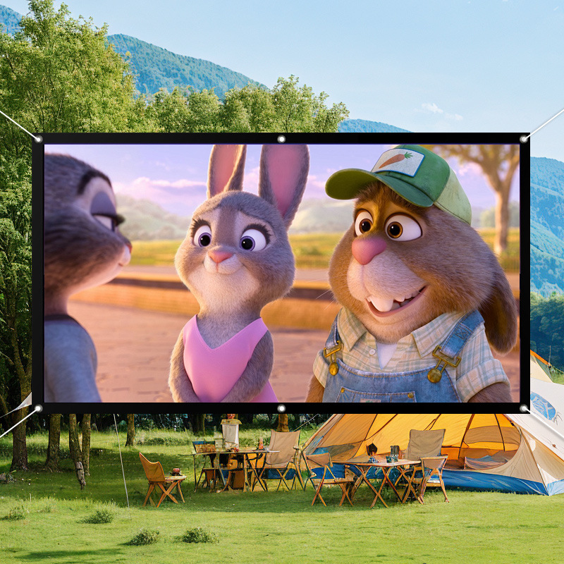 Projection screen 100 inch foldable wrinkle-free anti-light simple portable polyester soft screen outdoor film screen