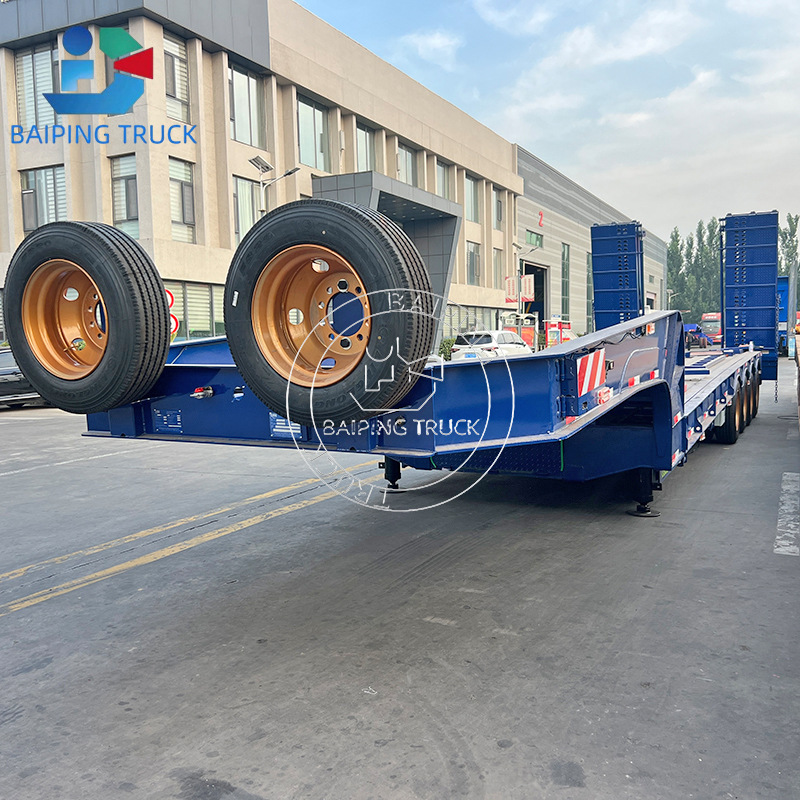 Export 4-Axis European Hook Machine Board Semi-Trailer, Gooseneck Low-Floor Trailer, Container Flatbed Transporter