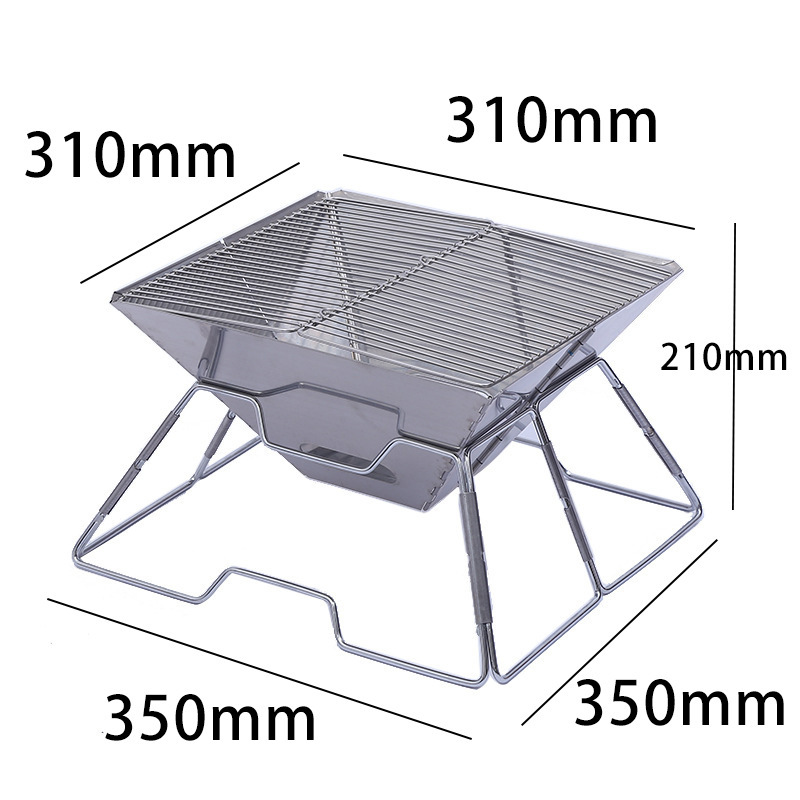 Amazon Outdoor Stainless Steel Folding Barbecue Grill Portable Wood Stove Barbecue Grill Charcoal Stove Fire Table Custom Wholesale