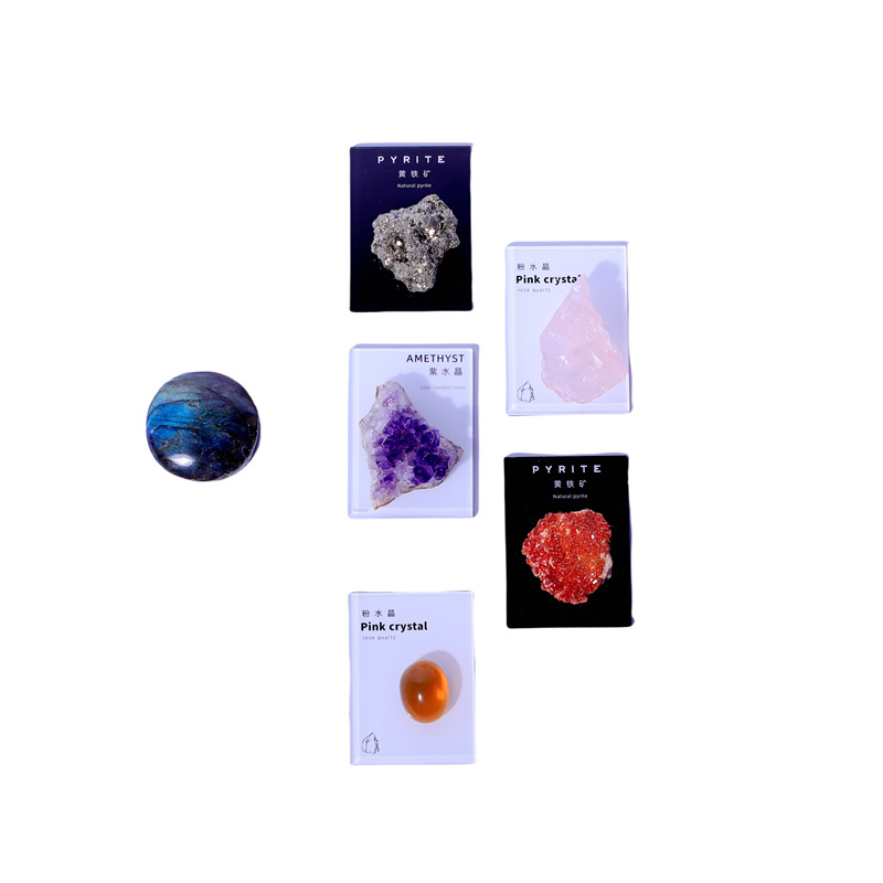 Natural Ore Gem Crystal Refrigerator Stickers Ore Crystal Specimen Message Stickers Original Stone Popular Science Collection Gift