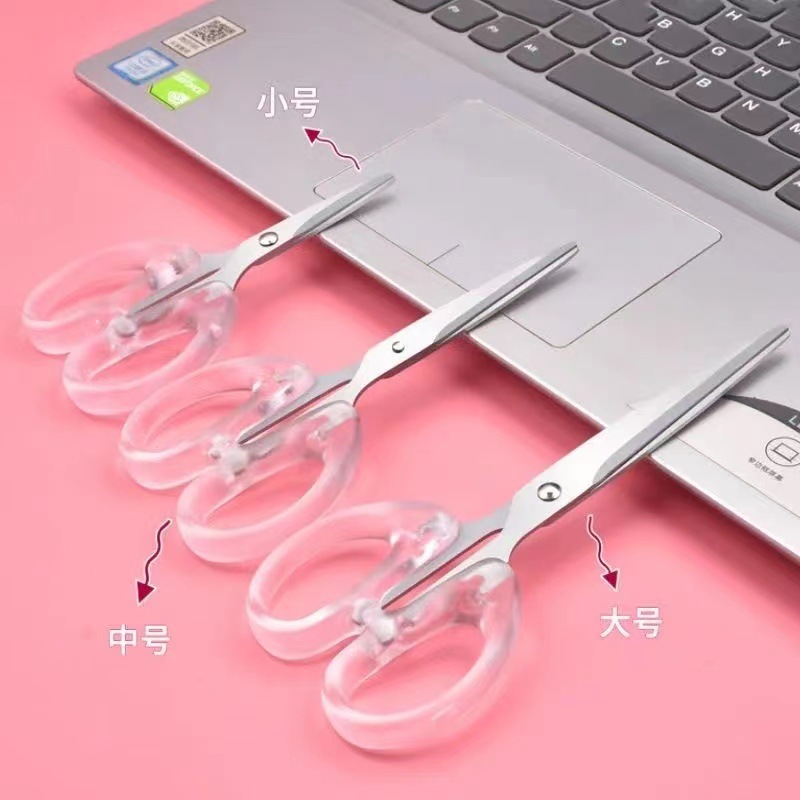 Transparent Scissors for Home Office Student Stationery Scissors Box Opener Transparent Handmade Stainless Steel Office Scissors Wholesale