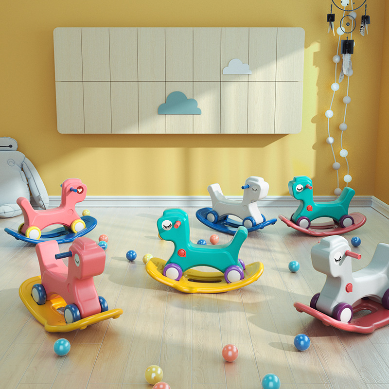 Cross-border Simple Nordic Children Rocking Horse Sneaker Two-in-One Baby Trojan Horse Baby One-year-old Gift Toy