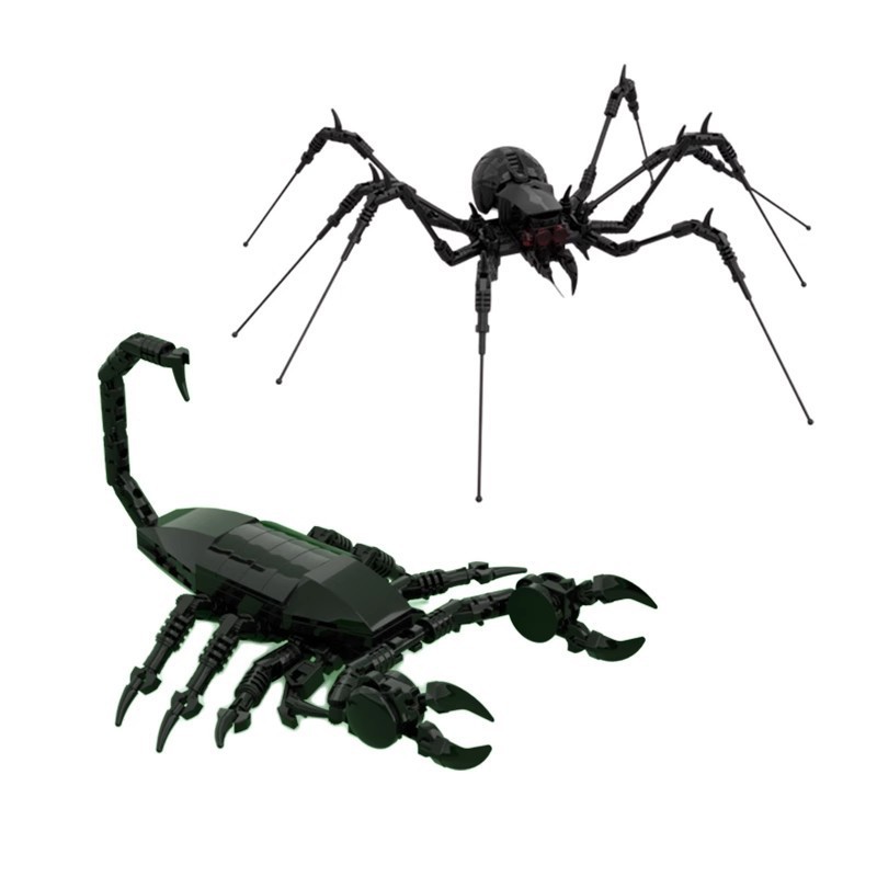 MOC building blocks compatible with Lego Black Scorpion spider assembled insect animal horror creature deformation decoration toy