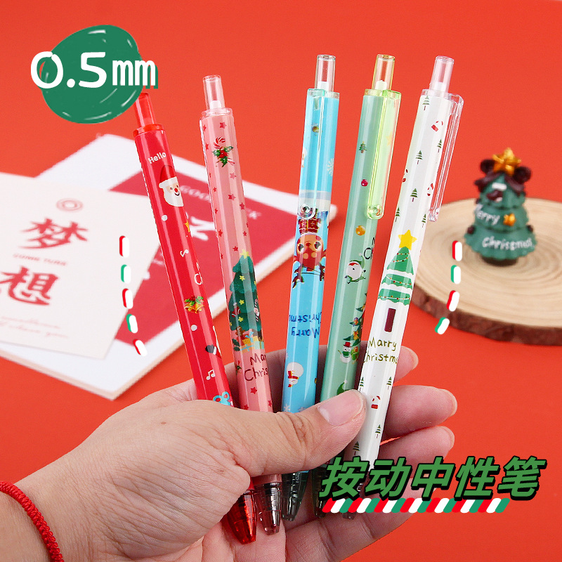 Christmas Gift Santa Gel Pen Students Press Pen Stationery Pressing Blackwater Pen Sign Pen