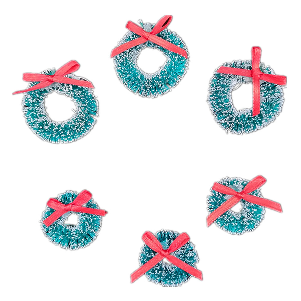 Sisal Silk Garland Christmas Mini Wreath Blue-Green Snow Decorative Ornaments 3-5cm Variety