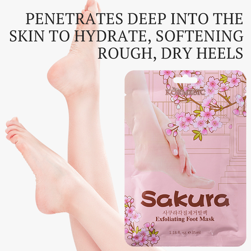 Kormesic Sakura Foot Mask Foot Mask Full English Foot Care Cross-Border Foreign Trade Manufacturer Wholesale Hot Products