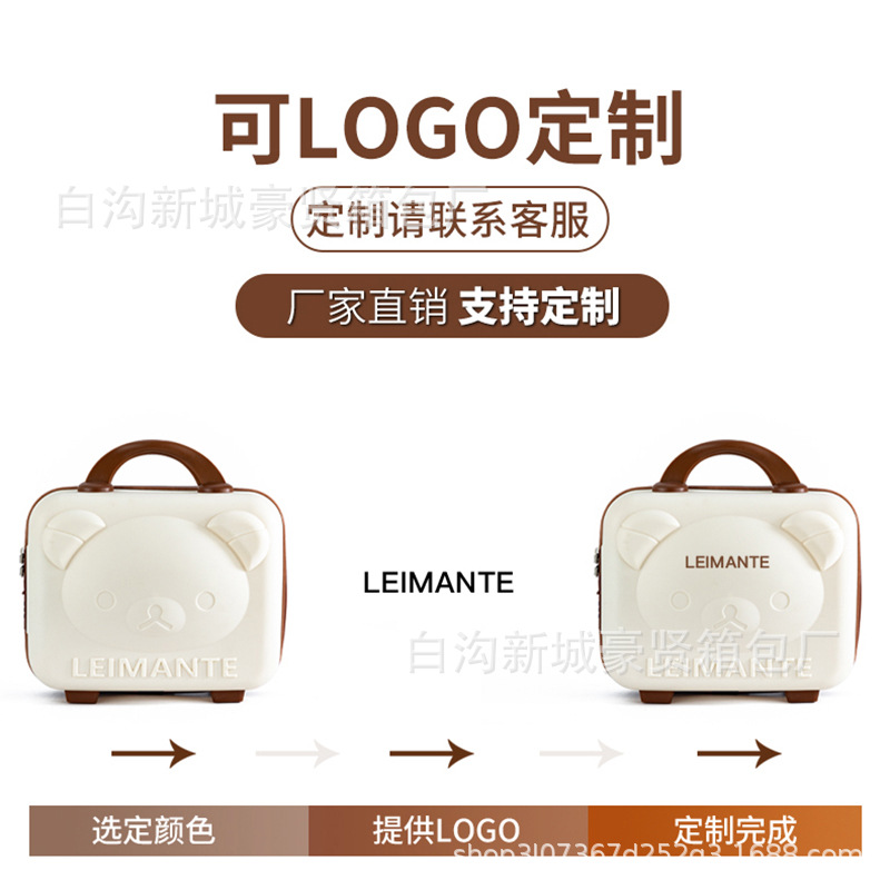Bear cosmetic case PP luggage wedding gift storage 14-inch cartoon mini suitcase gift suitcase