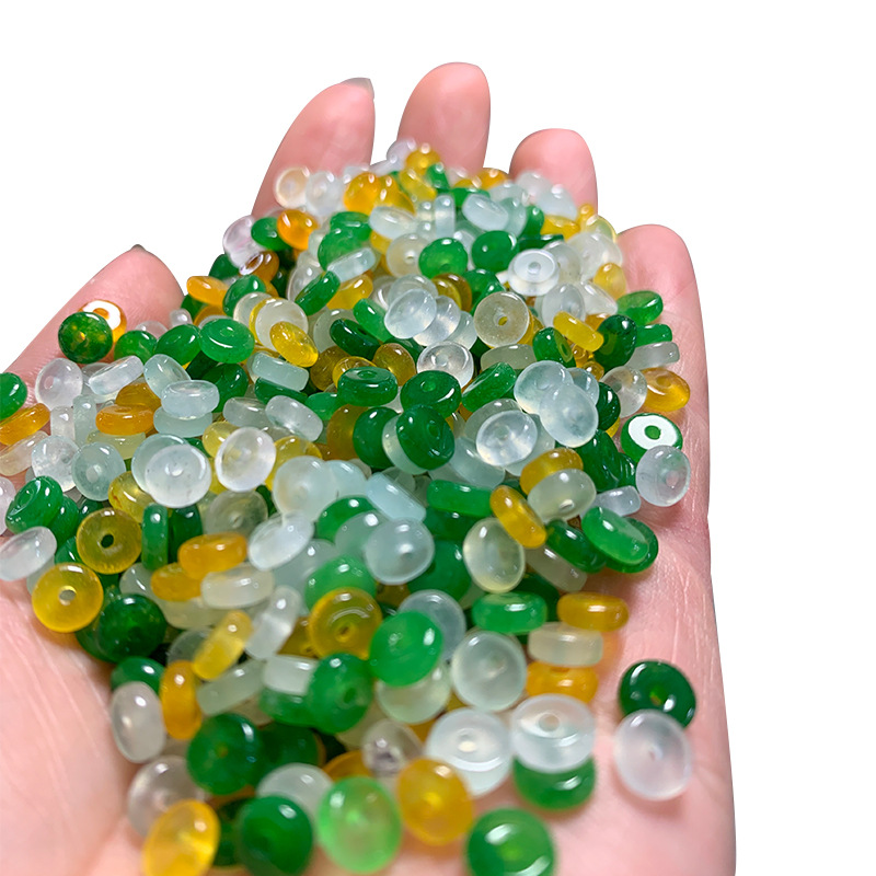 6mm Yellow, White and Green Three-Colorful Bama Jade Abacus Beads Loose Beads DIY Accessories Manufacturer Supplies Large Quantity and Excellent Price