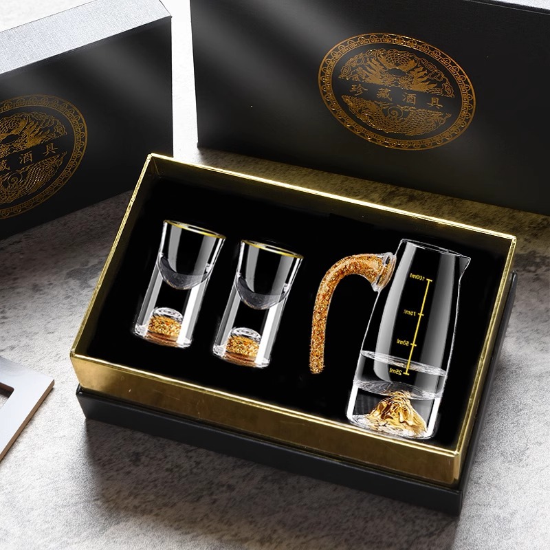 Wholesale Liquor Dispenser Creative Gold Foil Jinshan Liquor Glass Crystal Glass Liquor Measurer Dispenser Bullet Cup