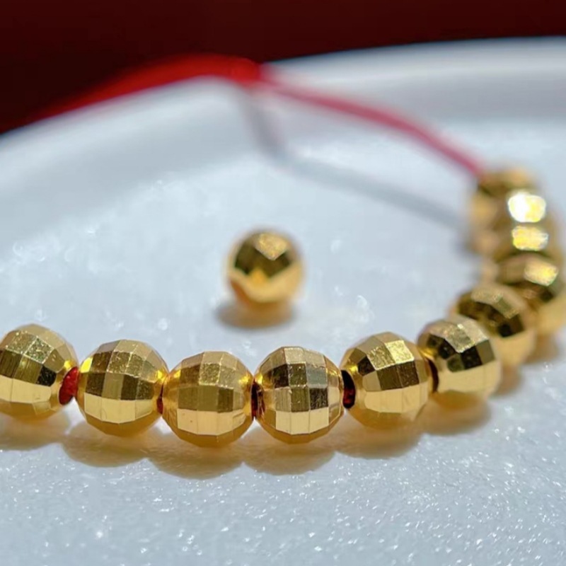 Pure 18K Gold Bouncy Beads Laser Transfer Gold Beads Loose Beads Gold Beans Passepartout Beads DIY Accessories Water Shell Gold