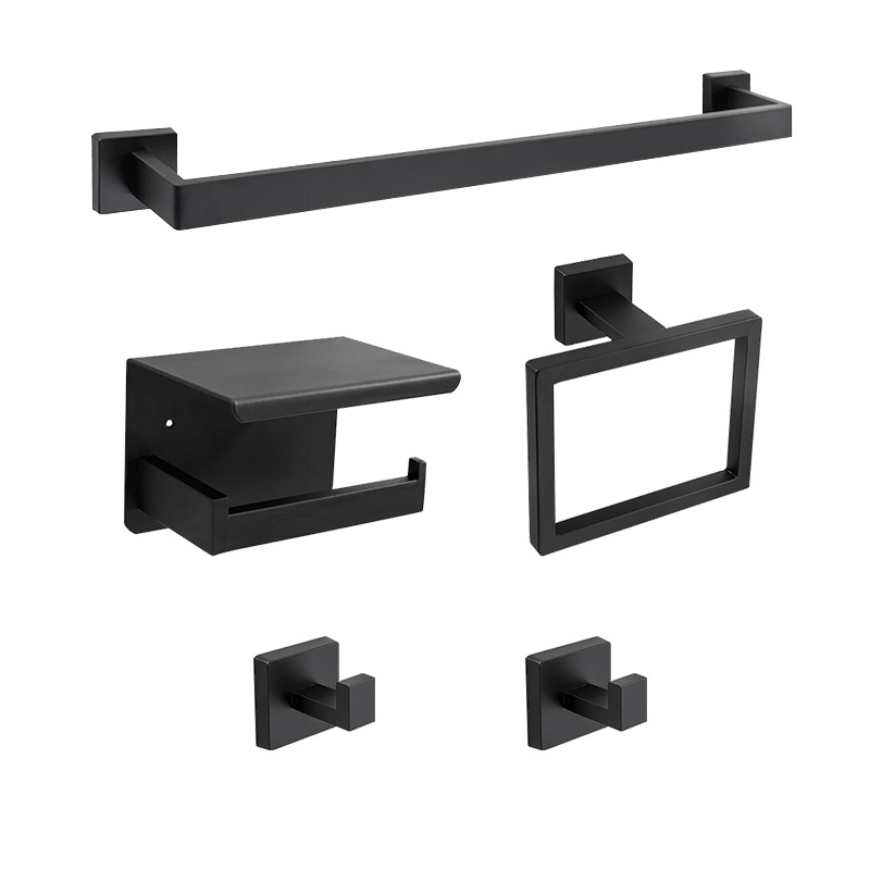 Cross-Border Stainless Steel Bathroom Set Five-Piece Bathroom Towel Rack High-End Bathroom Towel Rack for Home Use