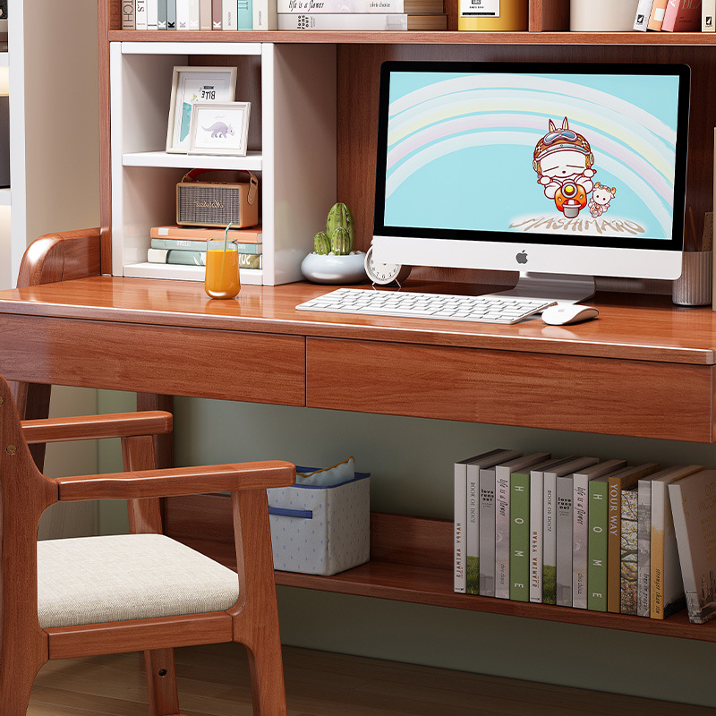 New Solid Wood Desk Computer Desk Home Office Desk Bedroom Children's Study Table Student Writing Desk and Chair Factory Batch