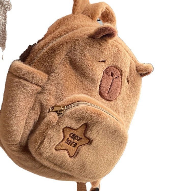 2025 New Kapibala Plush Capybara Backpack Cute Crossbody Handbag Female Cartoon Student Small Backpack
