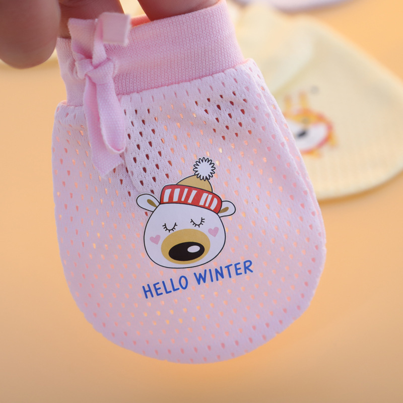 Перчатки для новорожденных, антицарапин, регулируемые, сетчатые, прозрачные