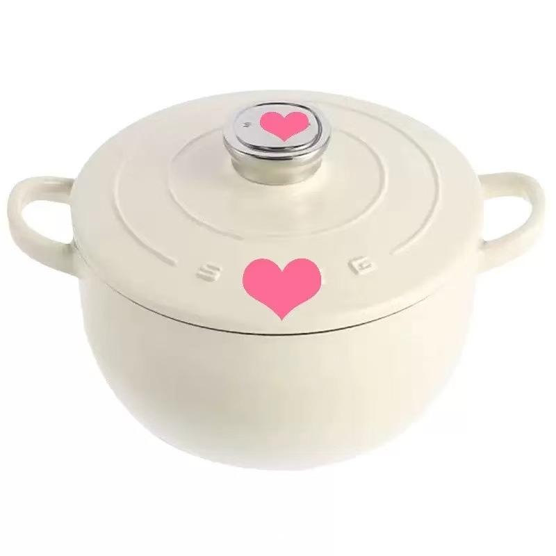Foreign Trade Explosions Smeg Enamel Pot 24cm Double-ear Cast Iron Pot Smeg Thickened Non-stick Pot Stew Soup Pot Round