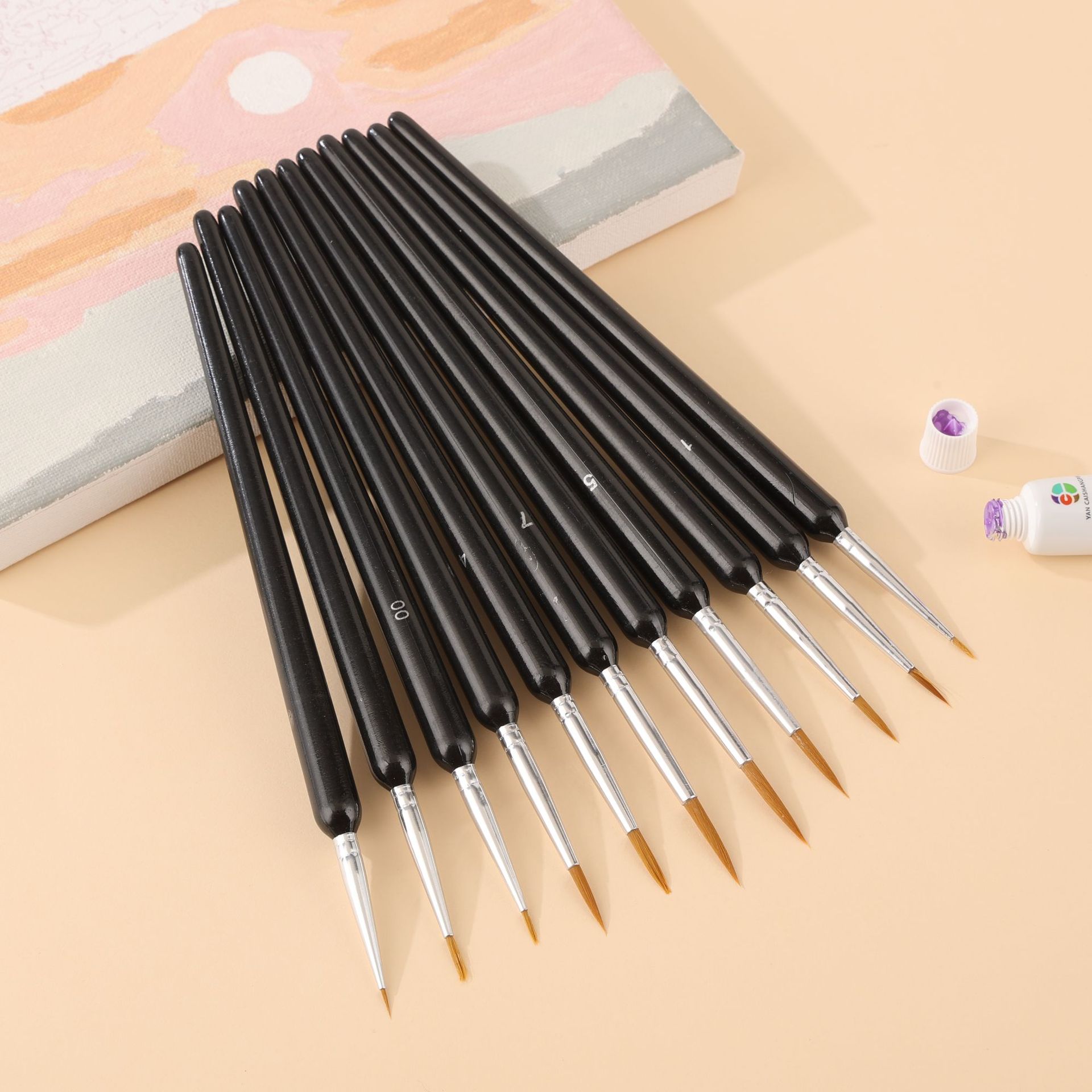 Cross-border Nail Art Gouxie Pen Gouxie Stroke Pen Plastic Rod Oil Painting Wolf Hole Special suit Chinese Painting Art Pen