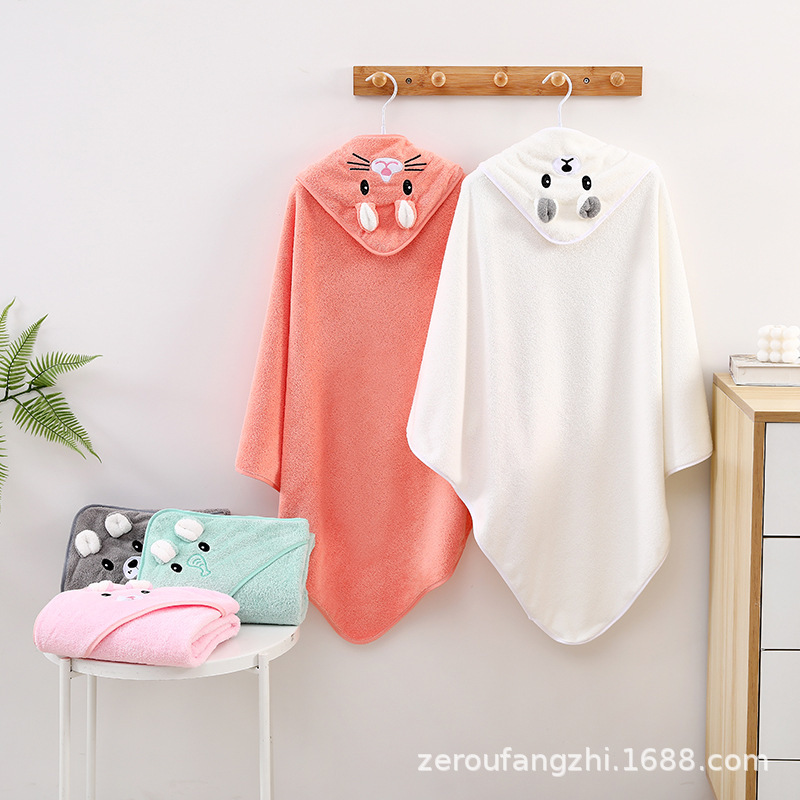 Coral Fleece Bath Towel Class A Baby Holding quilt Absorbent Newborn Children Autumn and Winter Thickened Package Cartoon Hooded Bath Towel Bucket