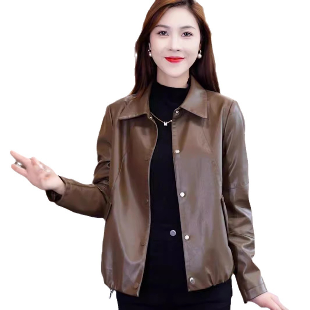 2024 Fashion Trend Leather Clothing Women's New Short Coat All-match Top Color Optional New Solid Color Fashionable