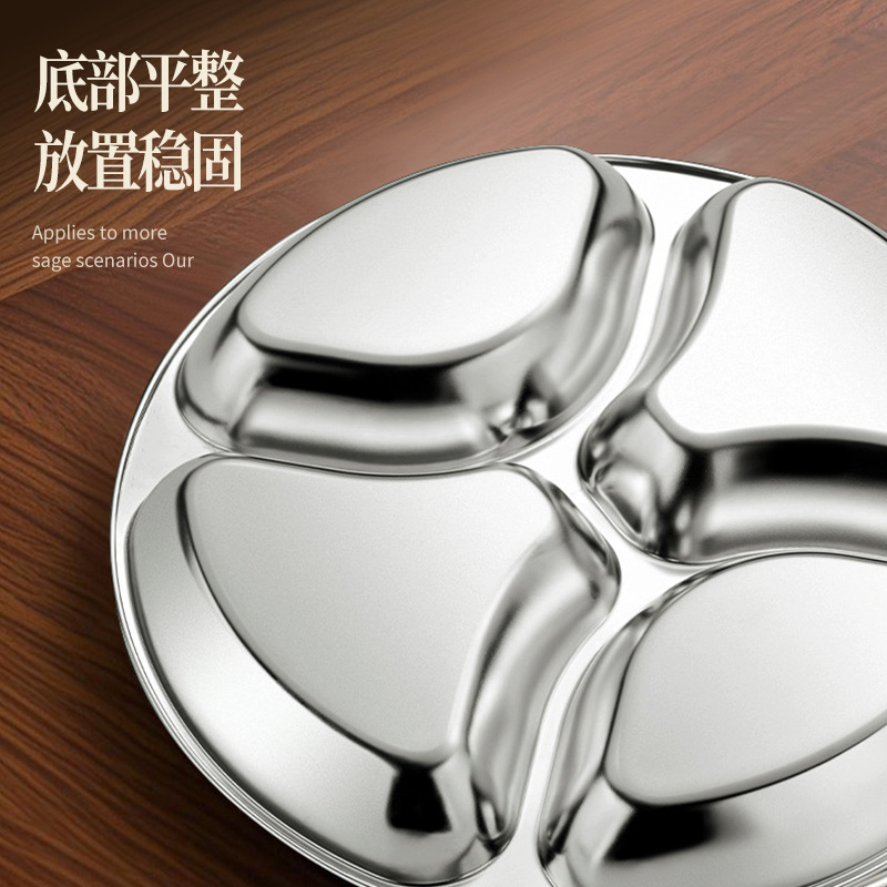 304 Stainless Steel Fast Food Plate for Adults and Students, Divided Lunch Box, Lunch Plate, Office Worker Canteen Meal Plate, Lunch Box Bowl
