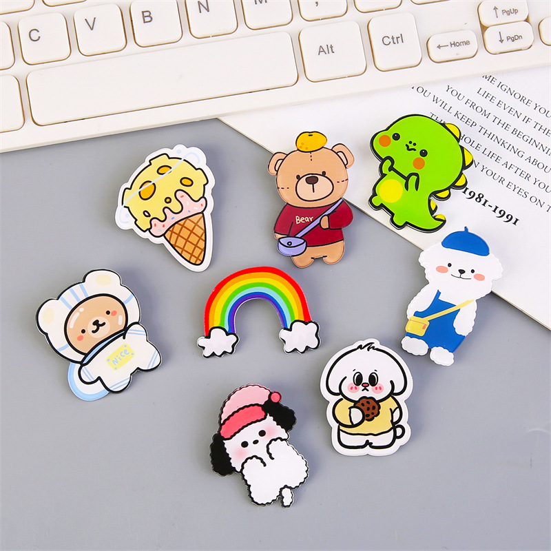 Creative Cute Cartoon Pin Acrylic Brooch Customized Badge Customized Small Pendant Wholesale DIY Patch Accessories