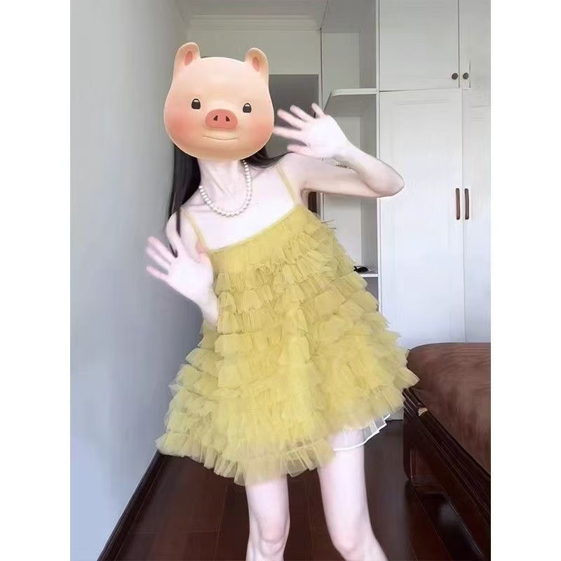 Vacation Style Mesh Splicing Suspender Dress for Women 2025 Spring and Summer New Style Slimming Look and Chic Cake Skirt Trendy