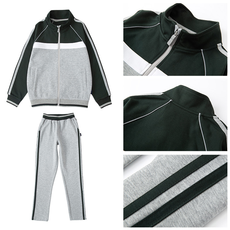 Primary and Secondary School Uniforms, Kidsren's Baseball Uniforms, Boys' Stand-Up Collar Zipper Shirts, Navy Blue Sports Suits, Middle and High School