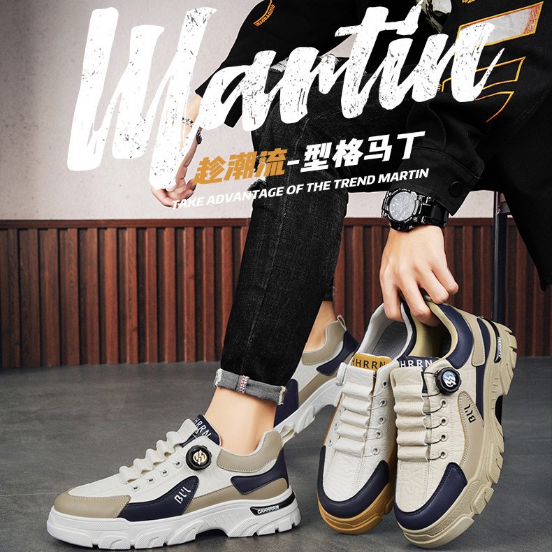 Низкие мартинсы ботинки поворотные эластичные пряжки модные кроссовки весна и осень удобные износостойкие толстые ботинки