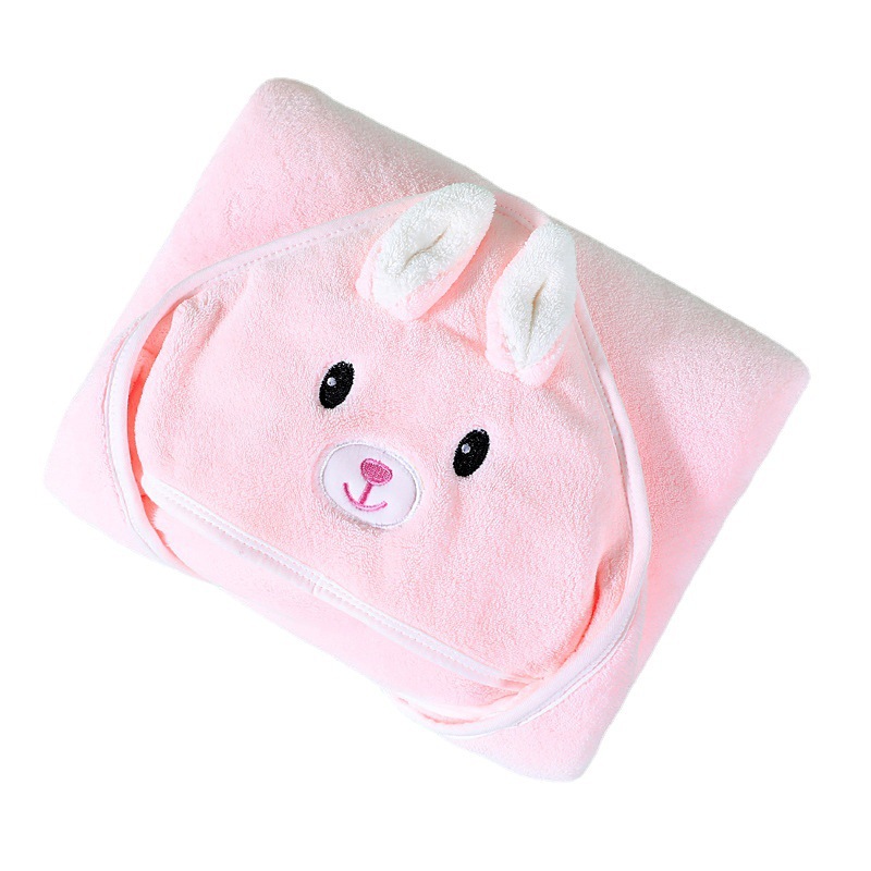 Baby Bath Towel Newborn Hug Covered Coral Fleece Covered Towel Embroidered Embroidered Blanket Animal Closed Eyes Hooded Cloak