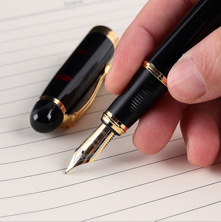 Cross-Border Foreign Trade Metal Ballpoint Pen Calligraphy Practice Metal Fountain Pen Business Advertising Gift Iridium Gold Signature Pen Manufacturer