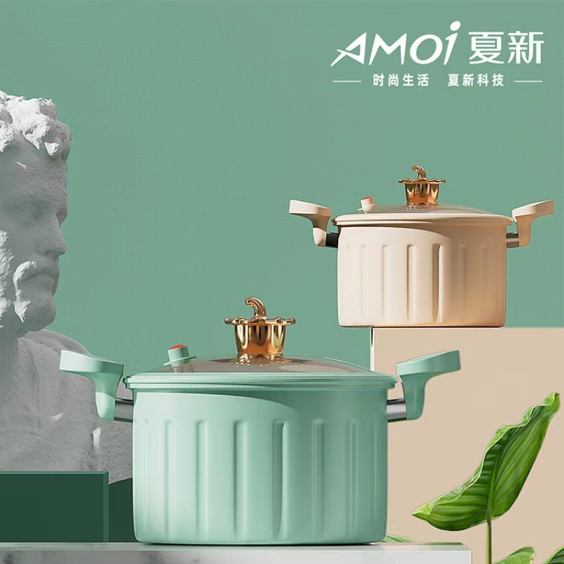 Popular Roman enamel micro pressure pot large capacity stew soup pressure pot non-stick soup pot household binaural cooking pot